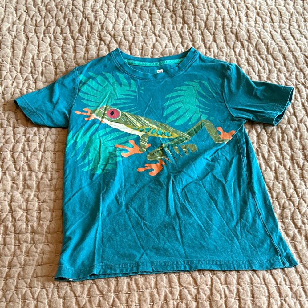 Tea Collection Teal Jungle Frog Tee